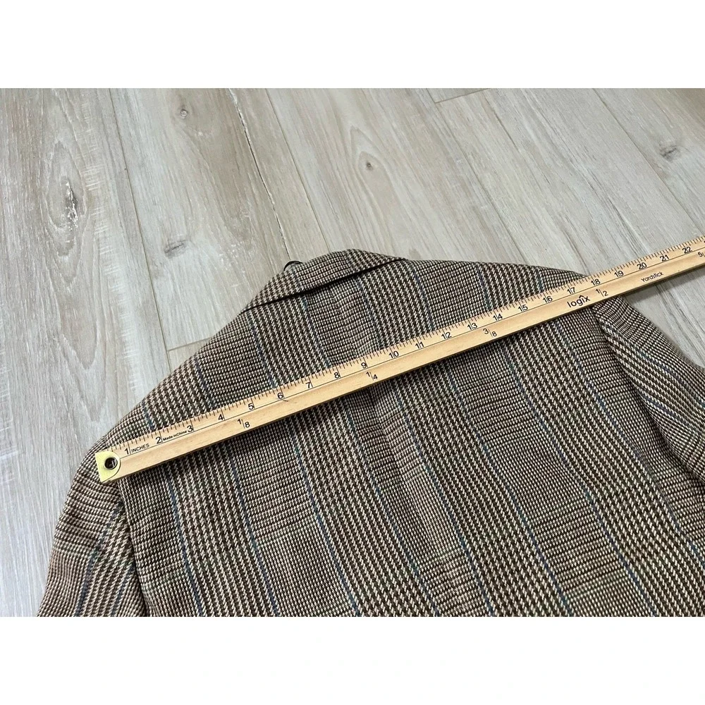 Polo Ralph Lauren 100% Linen Brown Houndstooth Constructed Tweed Blazer 40R